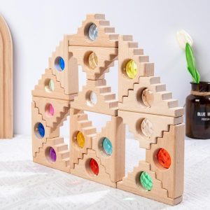 Stacking Blocks | Mixed Rainbow Gem Acrylic Wooden Blocks Lucite Cubes Sensory Building Toys Light And Shadow Stacking Toy Building & Construction Toys Stacking Blocks