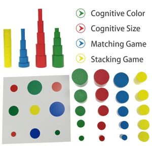 Stacking Blocks | Montessori Material Blocks Sensory Toys Color Shape Stacking Matching Games Educational Wooden Math Toys Teaching Aids Building & Construction Toys Stacking Blocks