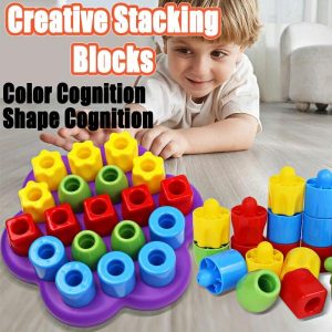 Stacking Blocks | Montessori Stacking Toys Color Shape Cognition Diy Stacking Tower Game Splicing Building Block Early Education Toys Building & Construction Toys Stacking Blocks