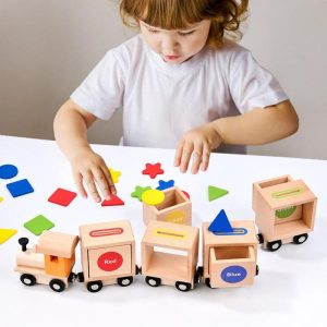 Stacking Blocks | Montessori Stacking Toys For ，Wooden Train Set，Train Toys Classic Wooden Cars With Numbers And Blocks Building & Construction Toys Stacking Blocks