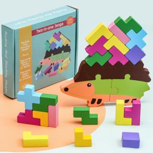 Stacking Blocks | Montessori Wooden Animal Balance Blocks Board Games Toy Dinosaur Educational Stacking High Building Block Wood Toy Building & Construction Toys Stacking Blocks