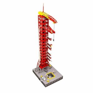 Stacking Blocks | Red Saturn-V Launch Tower Model Building Toy 3292 Pieces Building Set Moc Build Building & Construction Toys Stacking Blocks