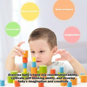 Stacking Blocks | Stacking Blocks Wooden Building Blocks Stacking Toys Board Games Color Sorting Toys Interactive Fine Motor Skills Toys Building & Construction Toys Stacking Blocks