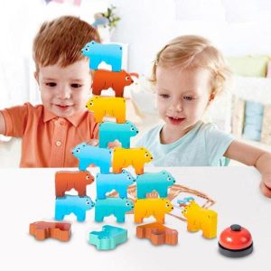 Stacking Blocks | Wooden Animal Stacking Blocks Portable Colorful Bear Building Blocks Balance Blocks Toy Educational Learning Stacking Games Building & Construction Toys Stacking Blocks