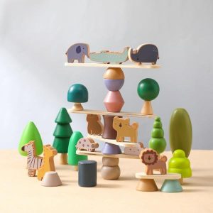 Stacking Blocks | Wooden Animal Tree Stacking Balance Toys Montessori Early Educational Toys Stacking Tower Toys For Newborn Gift Building & Construction Toys Stacking Blocks