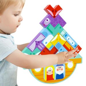 Stacking Blocks | Wooden Building Blocks Montessori Toys Animal Style Magic Tower Early Education Toys Tower Stacking Blocks Game Building & Construction Toys Stacking Blocks