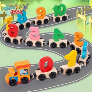 Stacking Blocks | Wooden Magnetic Small Digital Train Toy Set Assembly Building Blocks Early Learning Educational Sorting And Stacking Toy Building & Construction Toys Stacking Blocks