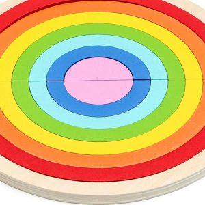 Stacking Blocks | Wooden Rainbow Building Blocks Creative Stacking Rainbow Nesting Building Blocks Disc Shape Matching Learning And Color Building & Construction Toys Stacking Blocks