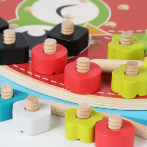 Stacking Blocks | Wooden Screw Toy Fun Fine Motor Development Activity Wooden Puzzle Stacking Toys Montessori Screwdriver Board Set Education Building & Construction Toys Stacking Blocks