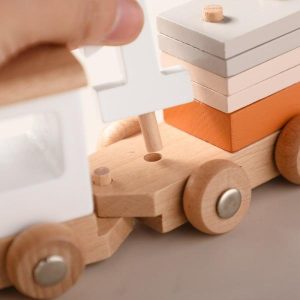 Stacking Blocks | Wooden Train Toy Set Number Geometric Blocks Sorting Board Montessori Educational Toys Shape Match Stacked Puzzle Building & Construction Toys Stacking Blocks