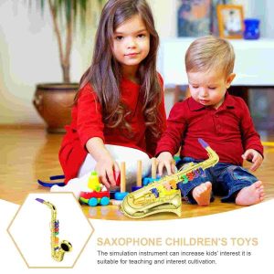 Toy Musical Instrument | Fake Saxophone Toy Simulation Music Saxophone Model Music Toy Trumpet Musical Wind Instruments Birthday Learning & Education Toy Musical Instrument