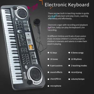 Toy Musical Instrument | Keyboard With Microphone, Piano Keyboard For Beginners Electronic Piano With 61 Keys Music Toy Keyboards For Ages 3-12 Learning & Education Toy Musical Instrument