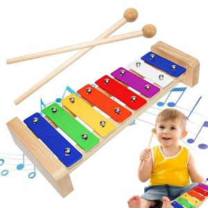 Toy Musical Instrument | Musical Instrument Toy Wooden Xylophone With Mallets Montessori Educational Toy 8 Keys Hand Knock Rainbow Color Musical Toy Learning & Education Toy Musical Instrument