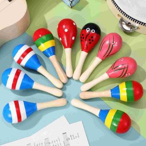 Toy Musical Instrument | Wood Sand Hammer Rattle Early Educational Instrument Music Toy For Infants And (Random Color Pattern) Learning & Education Toy Musical Instrument