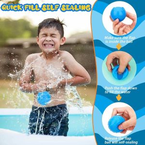 Water Balloons | 12Pcs Reusable Water Balloons Refillable Water Balloon Quick Fill Self Sealing Water Bomb Splash Balls For Swimming Pool Pools & Water Activities Water Balloons