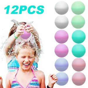 Water Balloons | 12Pcs Reusable Water Balls Refillable Silicone Water Bomb Balloons Playing Toys For Adults Summer Outdoor Activities Pools & Water Activities Water Balloons