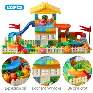 Wooden Blocks | 153Pcs Big Particle Roof Blocks Compatible City House Big Size Slide Building Blocks Castle Brick Toys Building & Construction Toys Wooden Blocks