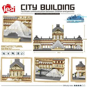 Wooden Blocks | Lezi 8040 World Architecture Mini Building Blocks Paris Louvre Museum 3D Model Diy Diamond Bricks Toy For Gifts Building & Construction Toys Wooden Blocks