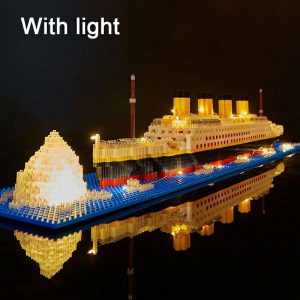 Wooden Blocks | Titanic Ship Model Toys Birthday Gift Assembly Building Block Plastic Block With Lamp Toy Titanic Building Block Toy Building & Construction Toys Wooden Blocks