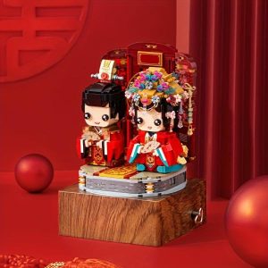 Wooden Blocks | Unique Wedding Gift Idea: Assembled Building Blocks Music Box With Chinese Wedding Music – Perfect Decoration! Building & Construction Toys Wooden Blocks