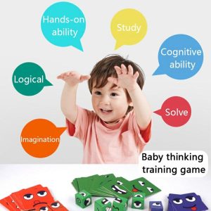 Wooden Blocks | Wooden Face Changing Magic Cube Building Blocks Game Expression Matching Puzzle Learning Educational Toys Gifts Building & Construction Toys Wooden Blocks