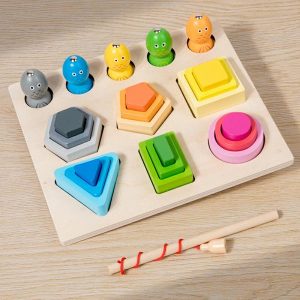 Fishing Toys | Wooden Color Shape Cognitive Classification Matching Puzzle Magnetic Fishing Montessori Learning Educational Toys Fishing Toys Fishing Toys