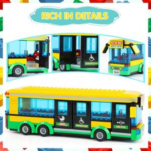 Wooden Blocks | 416Pcs City Town Bus Station Center Bus Station Building Kit Best Learning Roleplay Stem Block Play Toys Gift Building & Construction Toys Wooden Blocks