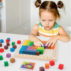 Stacking Blocks | Color Counting Building Blocks Wooden Cube Puzzles Jigsaw Toy 3D Space Stacking Game For Gift Preschool Early Learning Toys Building & Construction Toys Stacking Blocks