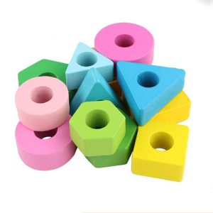 Stacking Blocks | Wooden Stacking Toys For 2 3 4 Year Old, Shape Sorter Educational Puzzle Blocks Toys Building & Construction Toys Stacking Blocks