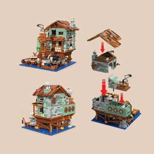 Blocks | 2100Pcs Fisherman’s Wharf Building Block Tree House Model Seaside Street View Boat Transportation Toys Christmas Gifts Blocks Blocks