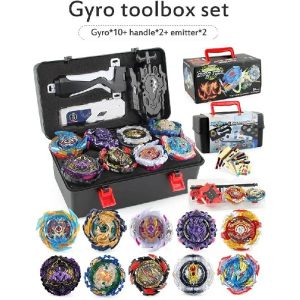 Spinning Top | Battling Top Set, Burst Gyro Toys 10 Spinning Tops 2 Launchers Combat Game With Portable Storage Box Gift Hobby Spinning Top